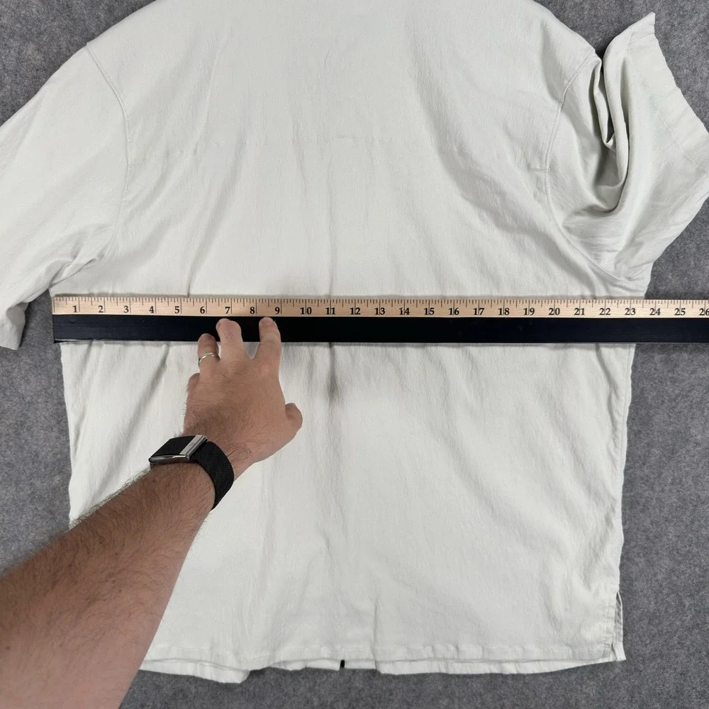 Lululemon Shirt Mens XL‎ Beige Solid Short Sleeve Button Front Pockets